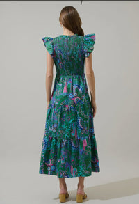Vespa Floral Sunfire Tiered Midi Dress