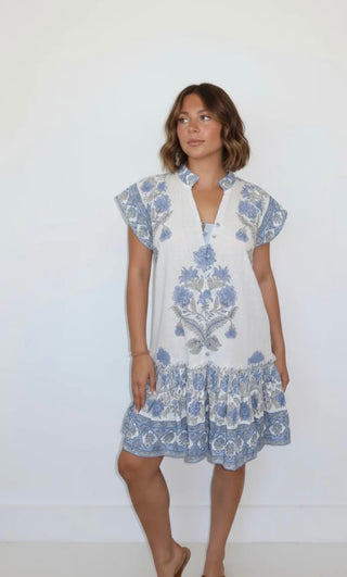 NIBI MTK Marina Mini Dress – Peacock Blue | Effortless Coastal Chic