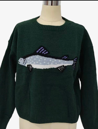 Seaside Sardine Premium Knit Crewneck – Forest