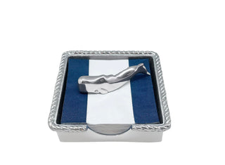 Mariposa Nantucket Whale Rope Napkin Box – Handcrafted Nautical Coastal Decor