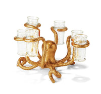 Golden Bronze Octopus Glass Shot Holder or Vase