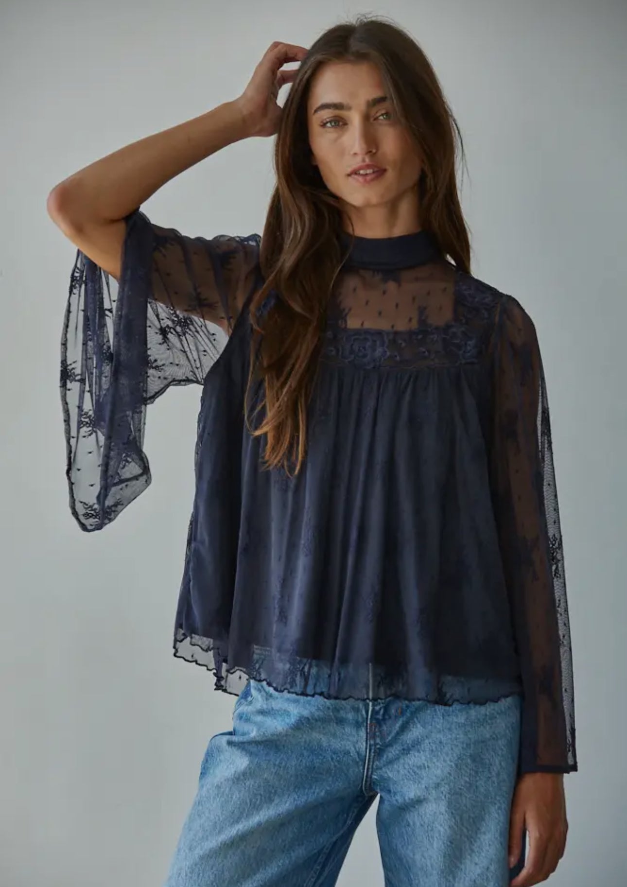 Lace Mock Neck Top