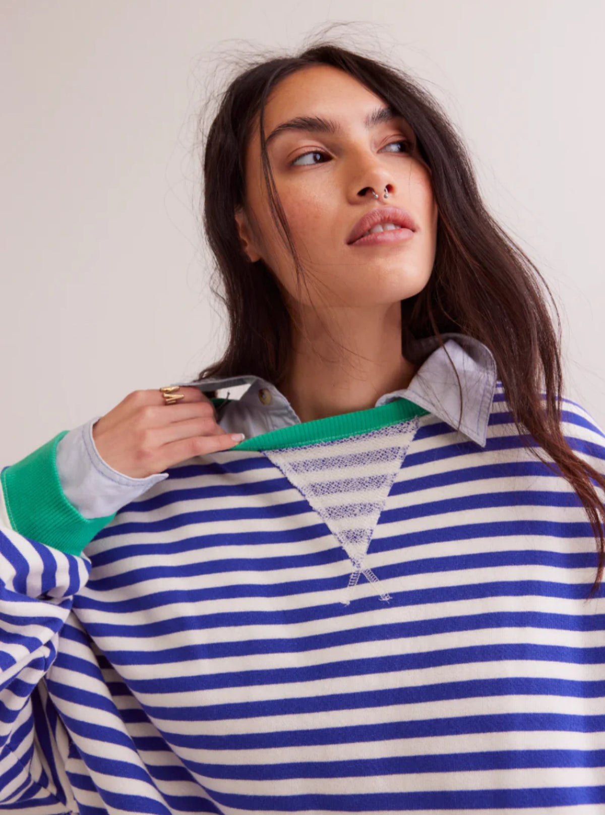 Free People Classic Striped Crewneck Sweatshirt