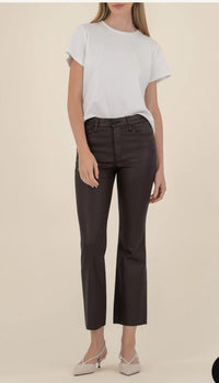 Kut From The Kloth Kelsey Coated High Rise Ankle Flare In Chocolate