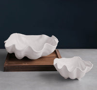 Beatriz Ball VIDA Large Ocean Shell Melamine Serving Bowl – Elegant White Scallop Design