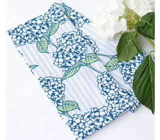 Elegant Blue Hydrangea Stem 100% Cotton Oven Mitt & Potholder Set Or Kitchen Towel