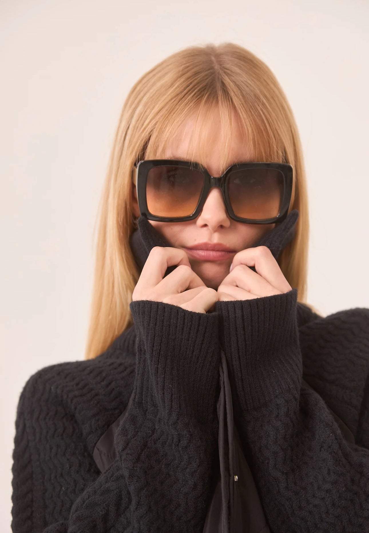 Quilted Combination Coat - Black