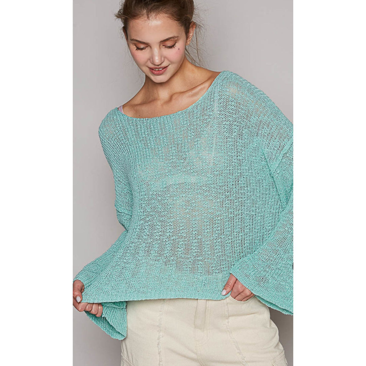 Aqua Crochet Sweater