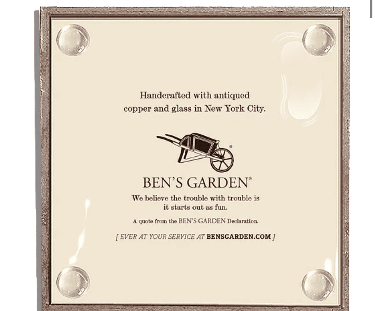 Always Be Ready Copper & Glass Coasters, Set of 4