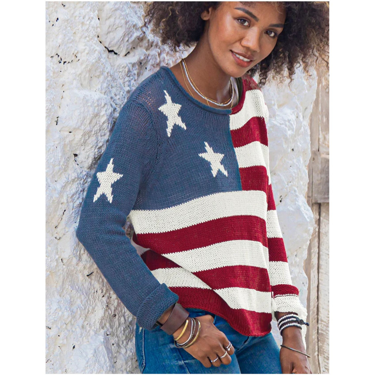 Wooden Ships American Flag Sweater