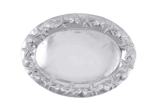 Mariposa Seashell Border Oval Server – Recycled Aluminum Coastal Platter