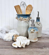 Crock down with utensils and soap pump and oil dispenser 