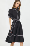 STELLAHSHORT SLEEVE BUTTON DOWN SHIRT DRESS BLACK