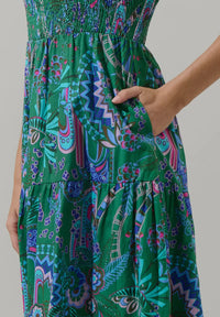Vespa Floral Sunfire Tiered Midi Dress