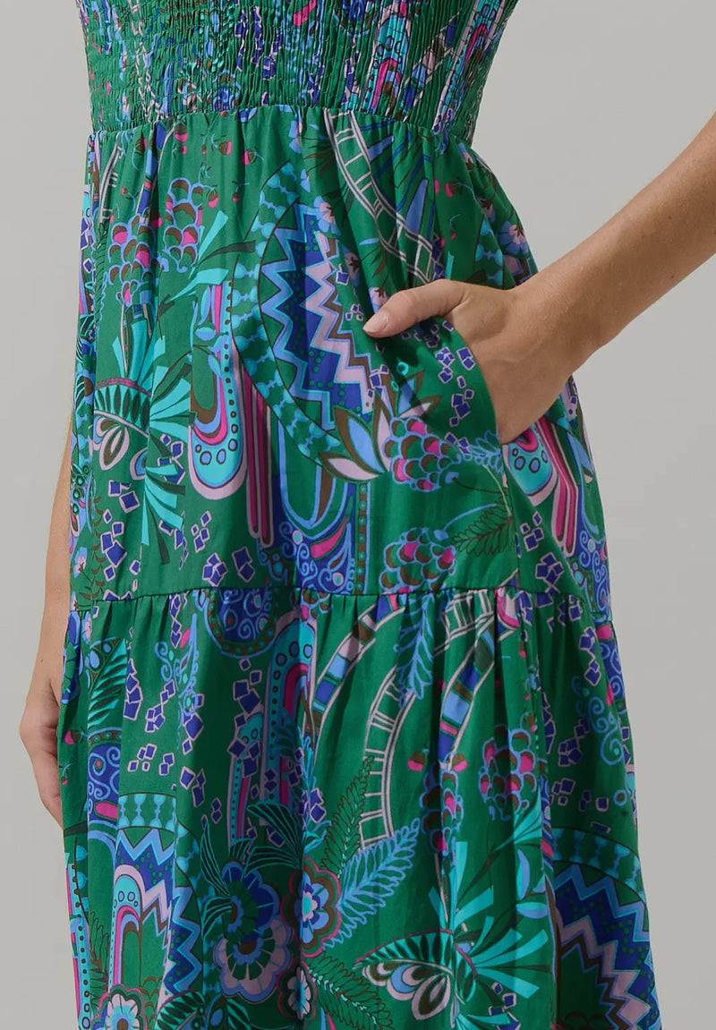 Vespa Floral Sunfire Tiered Midi Dress