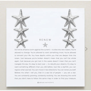 3 starfish silver earrings 