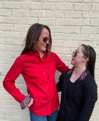 Dionne Holiday Plaid Ribbon Shirt