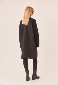 Quilted Combination Coat - Black