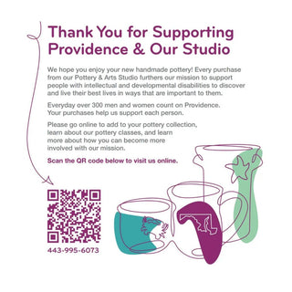 
🧡 Why You’ll Love It:

• Every Purchase from our Pottery & Art Studio furthers our mission to support people with intellectual and developmental disabilities to discover and live their best lives in ways that are important to them.