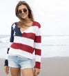 Wooden Ships Chunky Henley American Flag Sweater