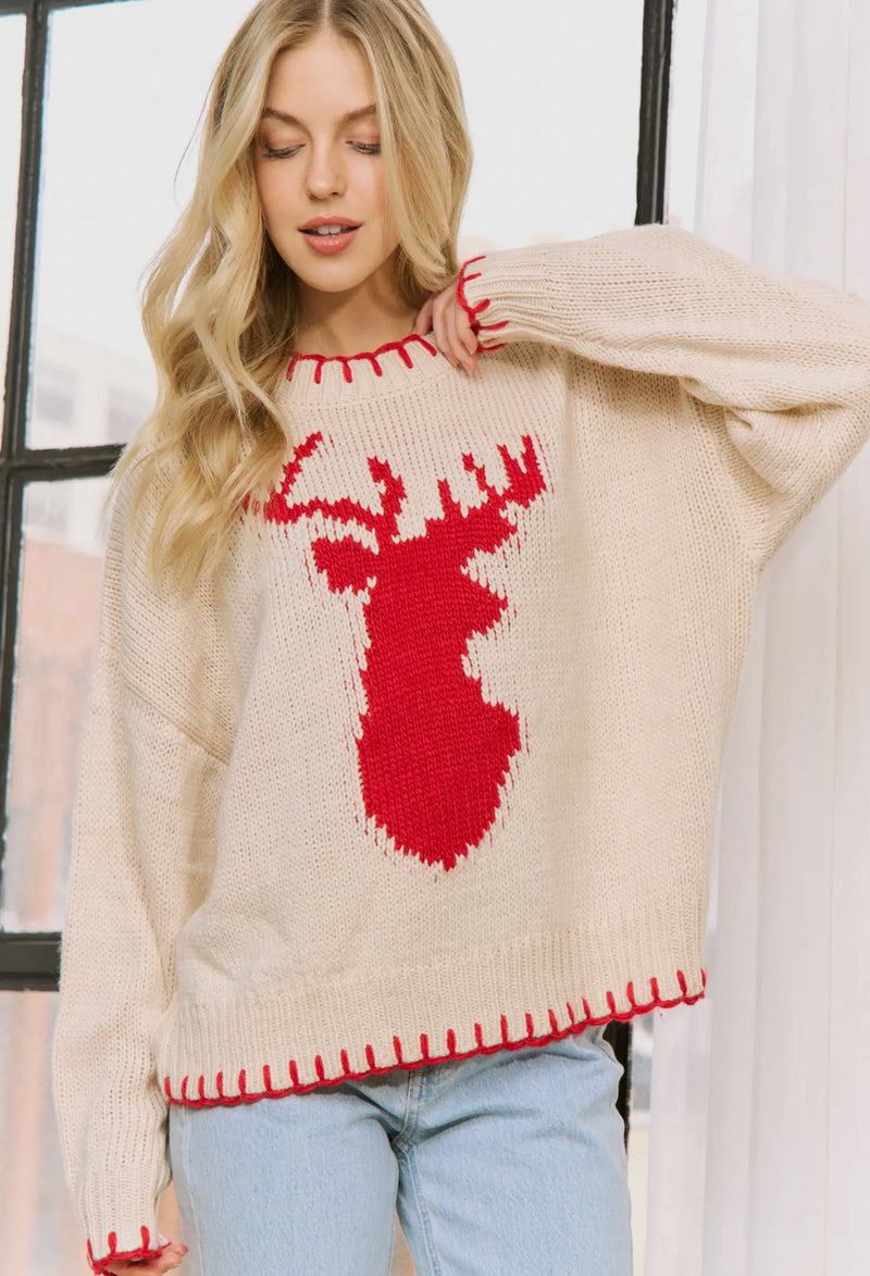 Holiday Deer Jaquard Sweater