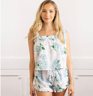 Hydrangea Ribbons Tie Top Ruffle Sleep Set
