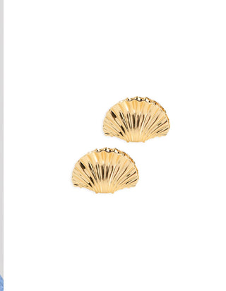 Seaside Glam Gold Shell Claw Clips – Set of 2 Scalloped Hair Accessories
