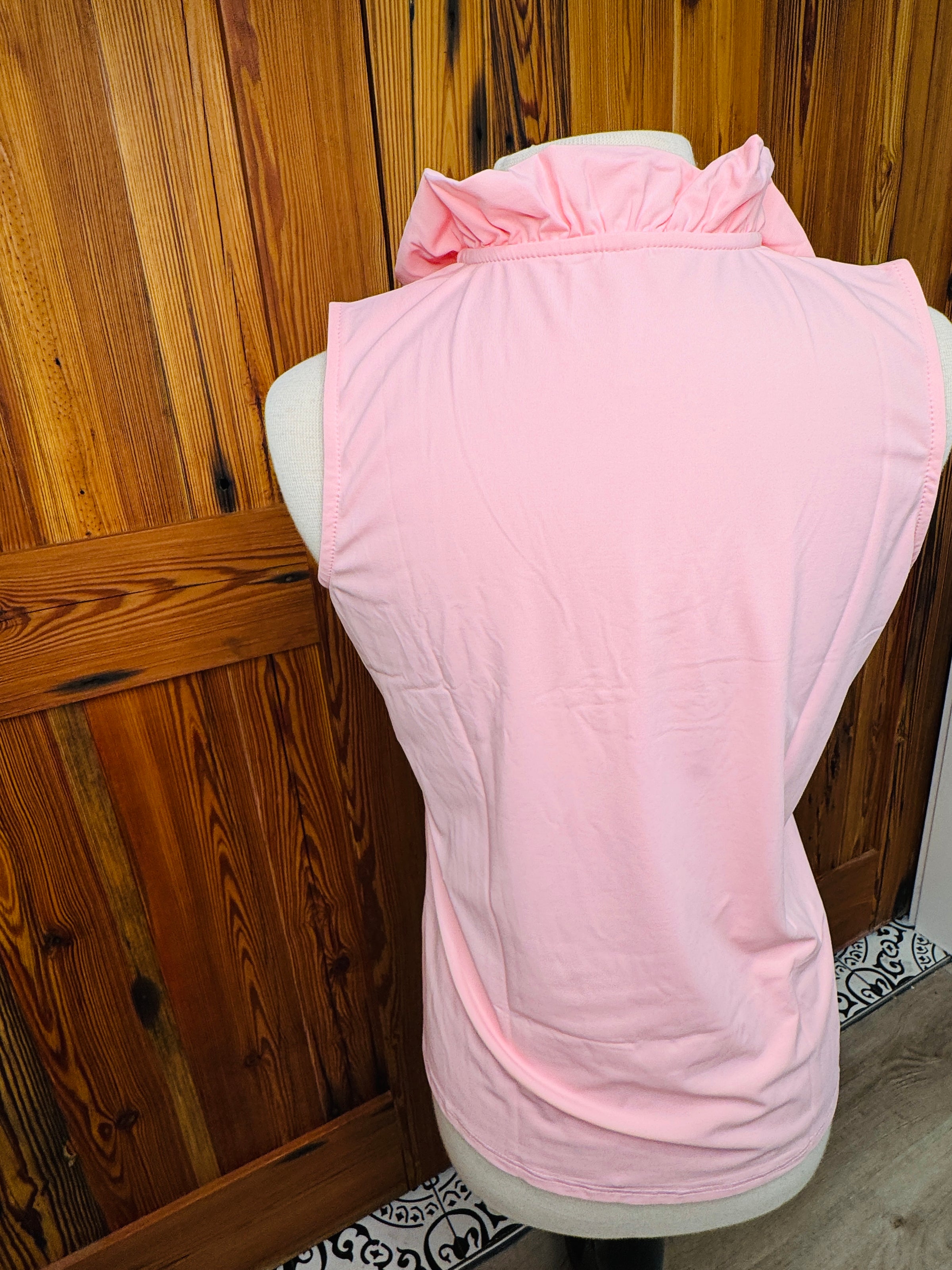 Lulu B Solid UPF50+ Ruffle Sleeveless Top