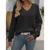 Hollow V Neck Black Sweater