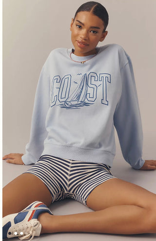 Z Supply Coast Boyfriend Crew Neck Sweatshirt - Vintage Cotton Fleece