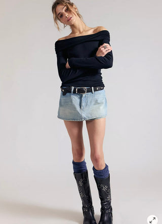 We The Free Gallivanting Peekaboo Skort In Optiv White or Aegean