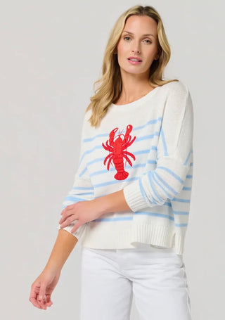 Coastal Lobster Striped Relaxed Knit Sweater