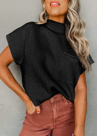 Ribbed Knit Short Sleeve Sweater