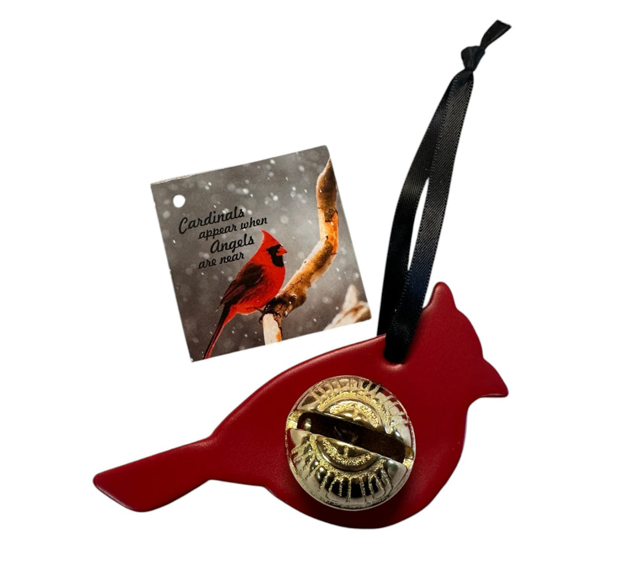 These cute cardinal bells are perfect to hang  on your Christmas Tree during the holidays to remind yourself of a loved ones passing or keep out all year. 

Each cardinal comes with a card that reads: "Though we may be apart, you need to know that you are always in my heart"

Made in USA 