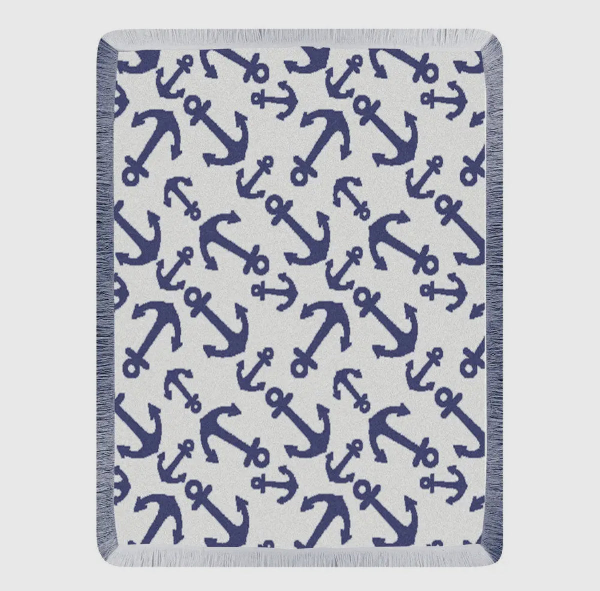 Navy Lighthouse Or Anchor Blanket