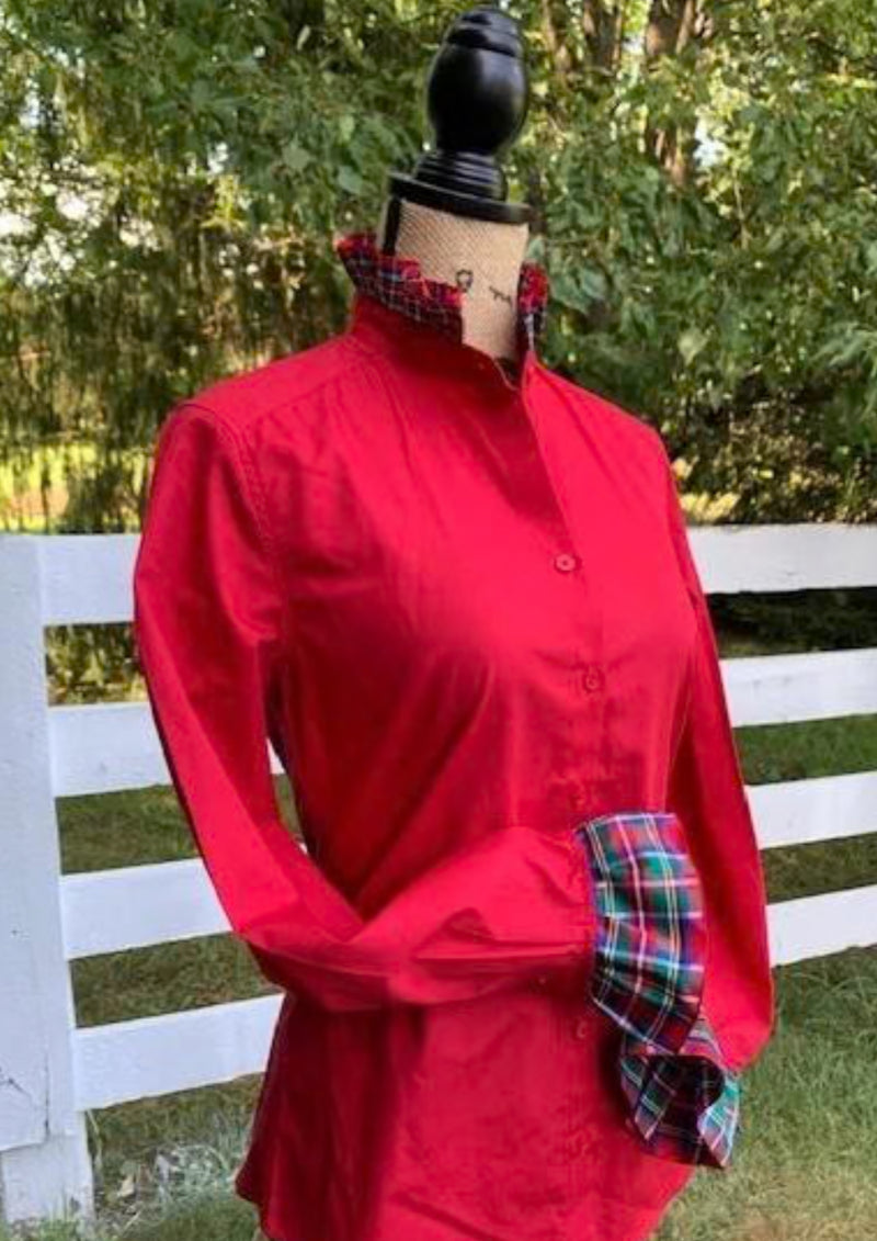 Dionne Holiday Plaid Ribbon Shirt