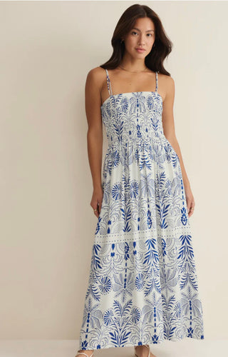 Nadine Airy Palm Smocked Maxi Dress by Z Supply – Flowy Resort Wear with Pockets