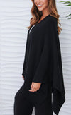 MILIO MILANO KNIT DOLMAN OPEN CARDIGAN IN BLACK