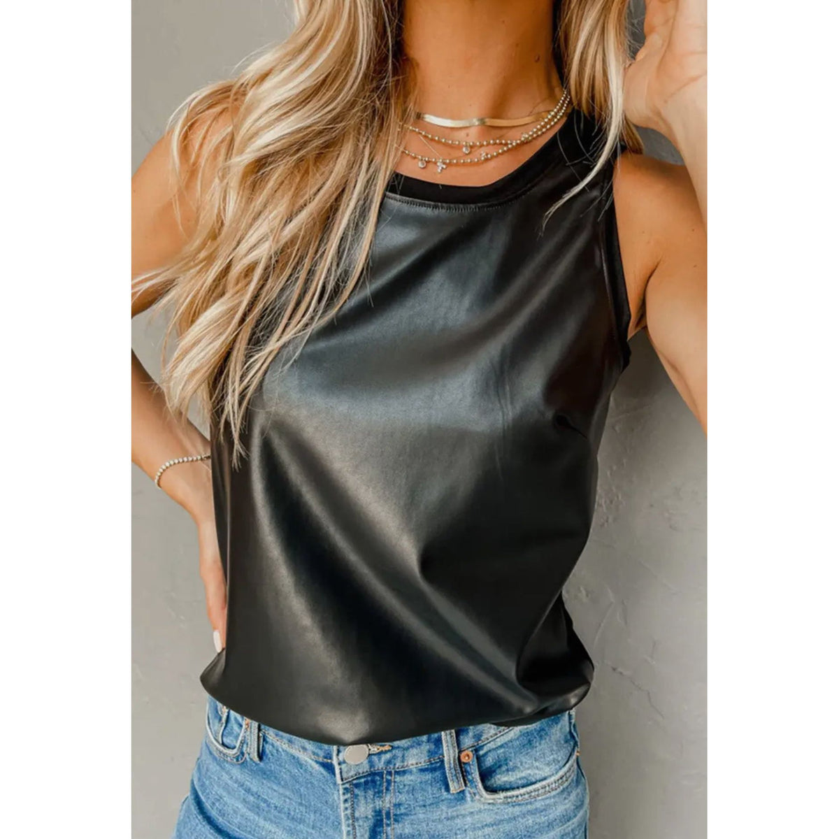 Faux Leather Tank Top