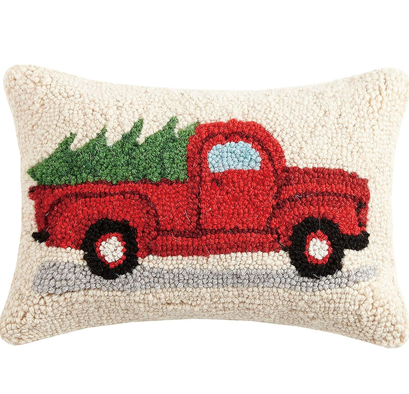 Christmas Tree Red Truck Pillow