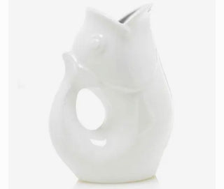 Small GurglePot Fish Pitcher - Whimsical 12oz Stoneware Beverage & Floral Vase
