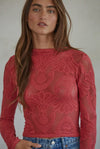 Knit Seamless Jacquard Mock Neck Long Sleeve Top