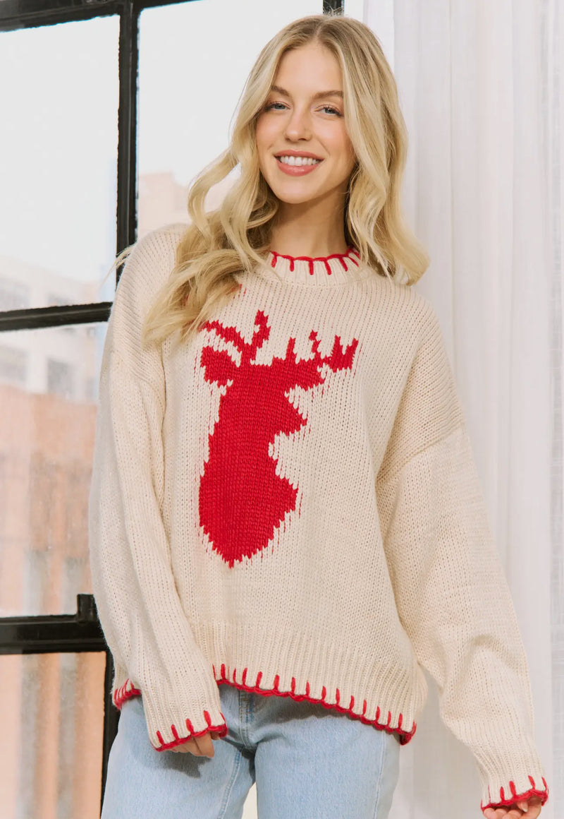 Holiday Deer Jaquard Sweater