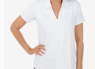 Lulu B Women’s Short Sleeve UPF 50+ Collared Top - Wrinkle-Resistant Travel Shirt