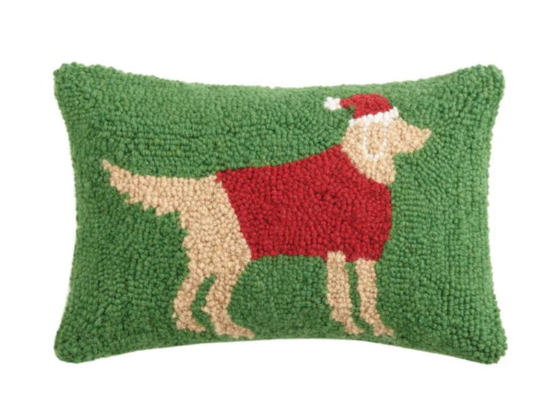 Santa Golden Retriever Pillow