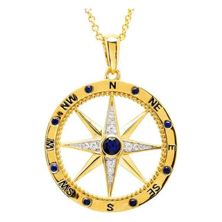 Ocean Jewelry  Sapphire and Gold Vermeil Compass Necklace