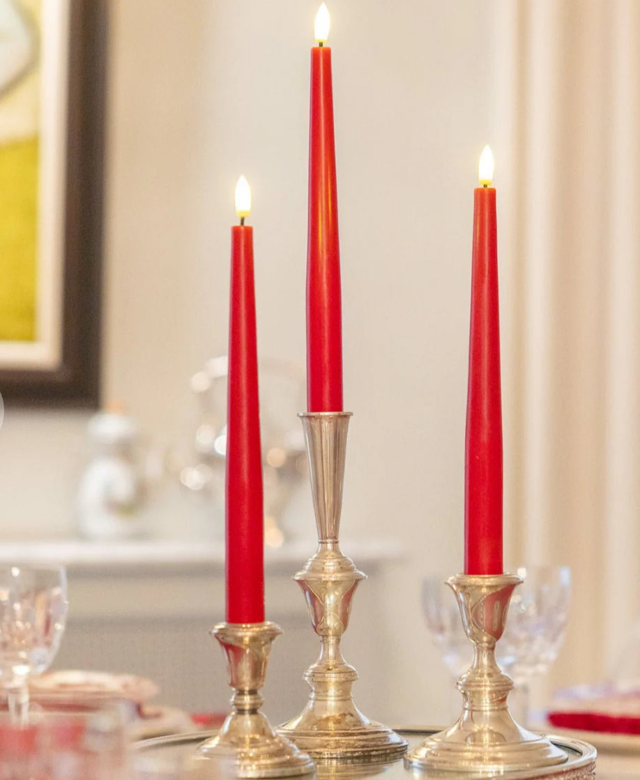 Set of 3 Flameless Rechargeable Wax Taper Candles with Remote