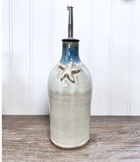 Handmade Starfish Pottery Olive Oil Bottle