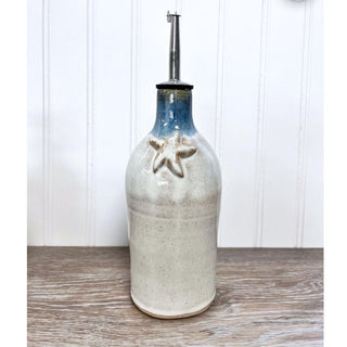 Handmade Starfish Pottery Olive Oil Bottle