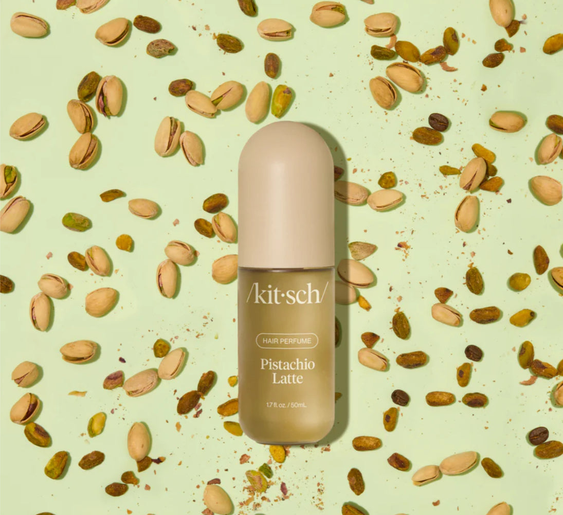 Pistachio latte hair perfume shown on pistachios 